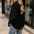 thumbnail image 5 of Tqcoqu Women's Collared Long Sleeve Solid Blouse Loose Casual Shirt with Heart Decorative Buttons, 5 of 6