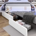 thumbnail image 4 of Blotout Faux Leather Bed Frame Queen Size with 4 Drawers & USB Charging Station & LED Light Headboard Footboard, Modern Upholstered Platform Bed, No Box Spring Needed, White, 4 of 9