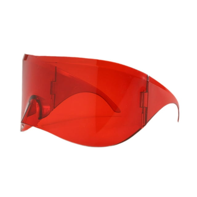 Gafas de sol futuristas, modernas y de gran tamaño, con montura envolvente para adultos que practican senderismo Rojo