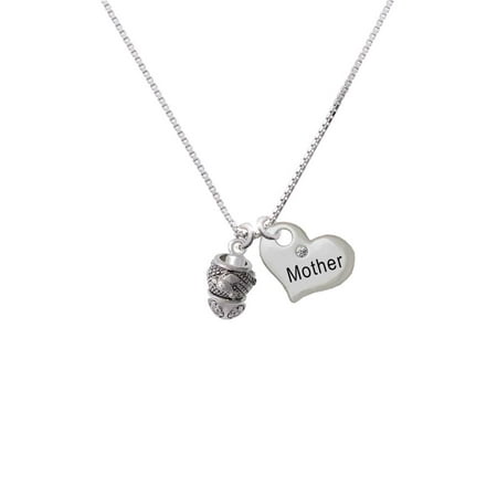 - Silvertone Horse Head on Hatched Background Spinners Mother Heart Necklace