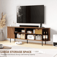 thumbnail image 6 of MARNUR 63" TV Stand for 70" TV, Wood Entertainment Center with Storage and Shelves, 2 Sliding Tambour Doors, Mid-Century Modern, Walnut, 6 of 9