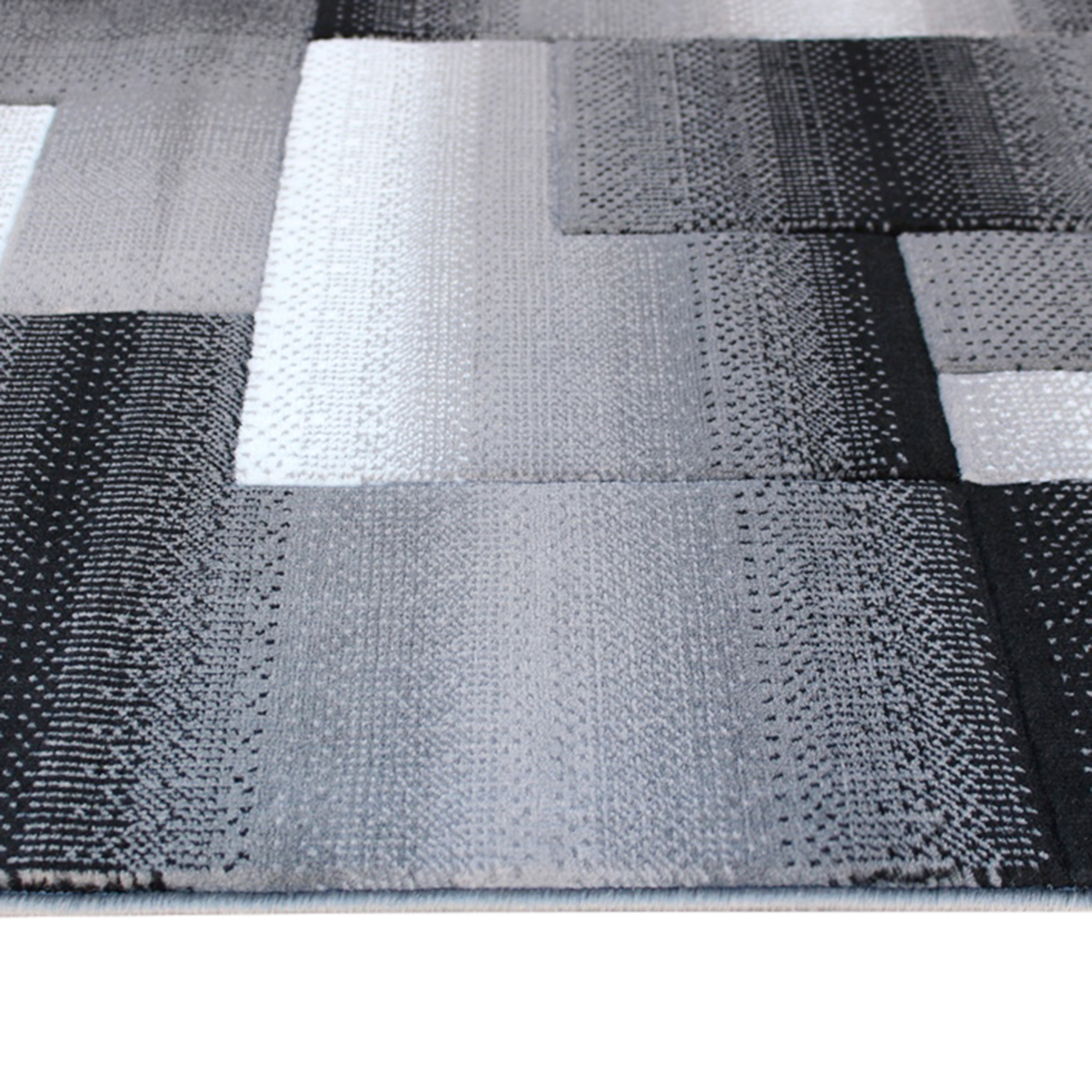 BizChair Modern Contemporary Area Rug, Grey Black (5 Feet X 7 Feet)