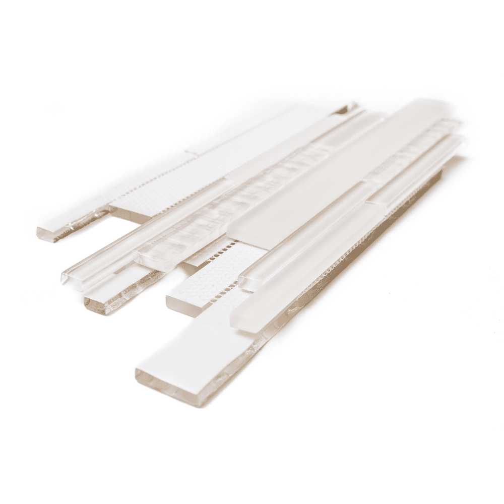 The Tile Life Karma Brick 4 in x 4 in Cream Glass Textured Mosaic Tile Sample 1 Piece