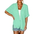 thumbnail image 1 of Daeful Womens Shirt Cardigan Solid Cover Up Spring Open Front Lightweight Green L, 1 of 2