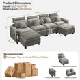 thumbnail image 3 of DOMICARE 134'' Cloud Modern U-Shaped 4-Seater Couch with Removable Headrest & 2 Ottomans, Modular Oversized Chenille Sectional Sofa with Armrests for Living Room, Light Gray, 3 of 10
