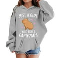 thumbnail image 3 of SonxaHe Big Girl Hooded Sweatshirts Capybara Print Long Sleeve Pullover Tops withpocket Loose Cozy Fall Winter Hoodies Gray,Sized 12-13, 3 of 3