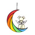 thumbnail image 3 of Colgantes de ventana hechos a mano con decoración de cadena Colgante de perro en la luna Perro Arcoiris y blanco, 3 of 9