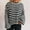 Black, variant on Women's Long Sleeve Round Neck Striped Printed Casual Loose Knitted Sweater