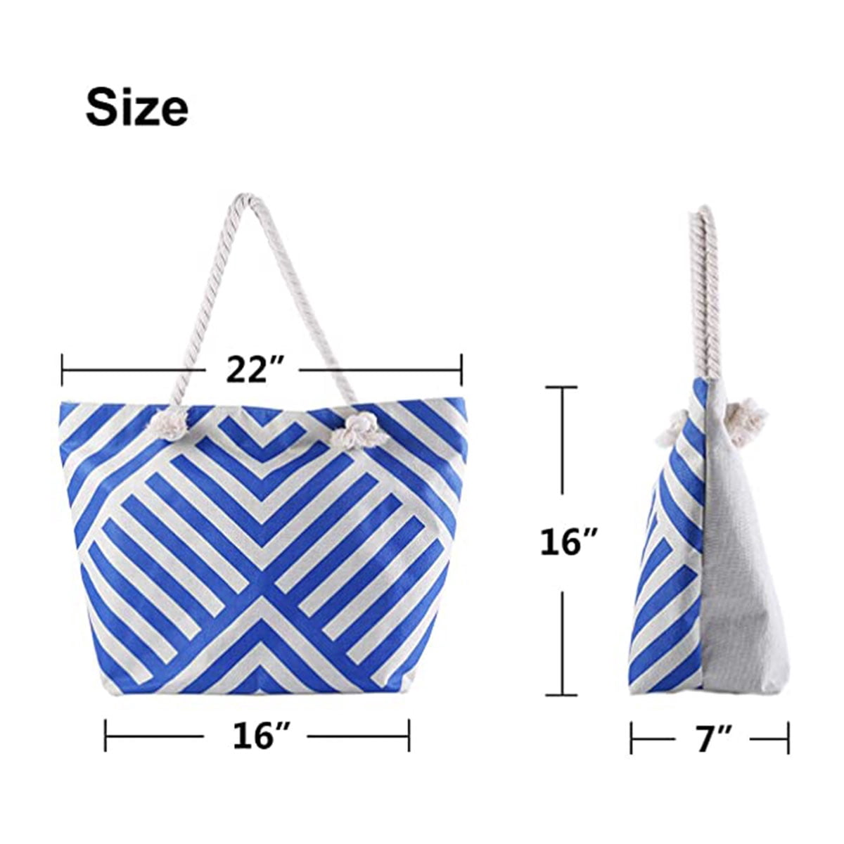 Pxymoer Extra Large Beach Bags Totes for Women Waterproof Sandproof Big Tote Bag with Inner Pockets Rope Handle Canvas with Zipper Closure Swim Pool Gym Picnic Travel Weekend Accessorie Handbag Gifts