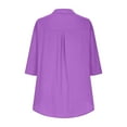 thumbnail image 5 of AherBiu Plus Size Tops for Women Oversized Half Button V Neck 3/4 Sleeve Length Womens Tops Shirts, 5 of 7