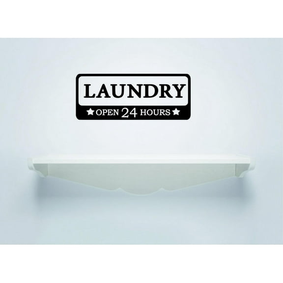 Laundry Open Hours Sign Housekeeping Vinyl Wall Decal for Home - Cloths Dirty Shoes Socks Cute Wall Décor Bedroom Living Room Entry - Removable High Tact - Size: 10 In x 16 In