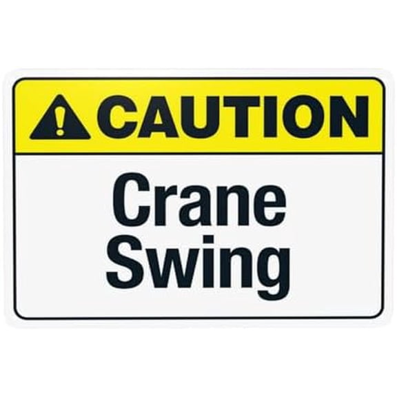 Crane Swing Warning Sign, Construction Security Metal Signs for Home Business Outdoor Indoor Road Yard Garage Street Wall Safety Caution Custom Decor 12 x 8 Inches