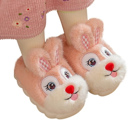 

Shldybc Girls Winter Slippers Toddler Warm Plush Home Shoes Children s Cotton Fall/Winter Cute Princess Slippers Indoor Homehold Non Slip Kids Bunny Plush Slippers on Clearance