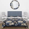 thumbnail image 3 of Designart "Azure Damask Elegance I" Beige Floral Bedding Covert Set - Cottage Bed Set With 1 Sham, 3 of 5