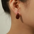 thumbnail image 2 of Pendientes huecos de gota de agua esmaltada, pendientes de cobre con diseño de nicho personalizado retro, 2 of 3