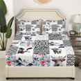 thumbnail image 3 of Erosebridal Highland Cow Print Sheet Set Full, Animal Print Patchwork Bedding Sets Full Size, Breathable 4 Pieces, 3 of 6