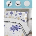 thumbnail image 3 of Quilts Queen Size Bedding Set, Merry Christmas Reversible Summer Quilt 3 Pieces, Winter Xmas Snowflakes Blue Yellow Lightweight Bedspreads Coverlets with 2 Pillow Shams for All Seasons, 3 of 5