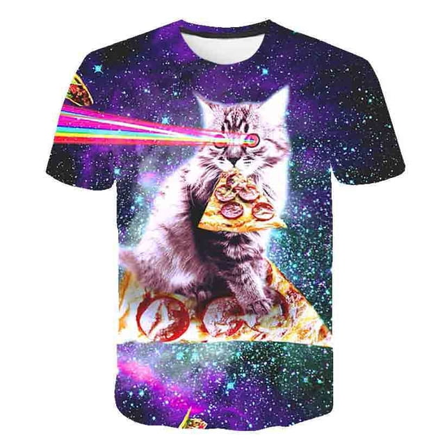 Encantadora linda camiseta de gato, ropa para niños, camisetas de manga corta de verano para niñas, camisetas para niños, ropa de gato, camisetas para adolescentes, camisetas de gato 13T Gao Jinjia LED