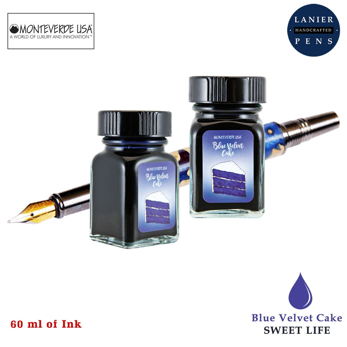 Monteverde 60ml Sweet Life Fountain Pen Ink Bottle (30ml Blue Velvet Cake G309BV Ink Bottle - Pack of 2)
