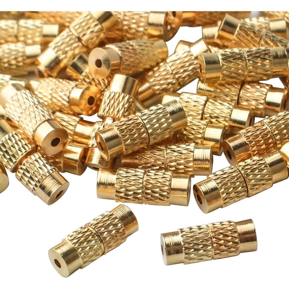 50pcs Screw Twist Clasps Brass Barrel Tube Fastener Cord End Caps Jewelry Screw Clasps for DIY Necklace Bracelets Jewelry Making, Gold , 11x4mm