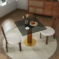 thumbnail image 2 of Pinovk Modern Square Dining Table, 33.5" Tempered Glass Table with Wooden Leg & Gold Base, 2 - Person Kitchen Table for Small Space, 150lbs Weight Capacity(Only the Negotiation Table), 2 of 8
