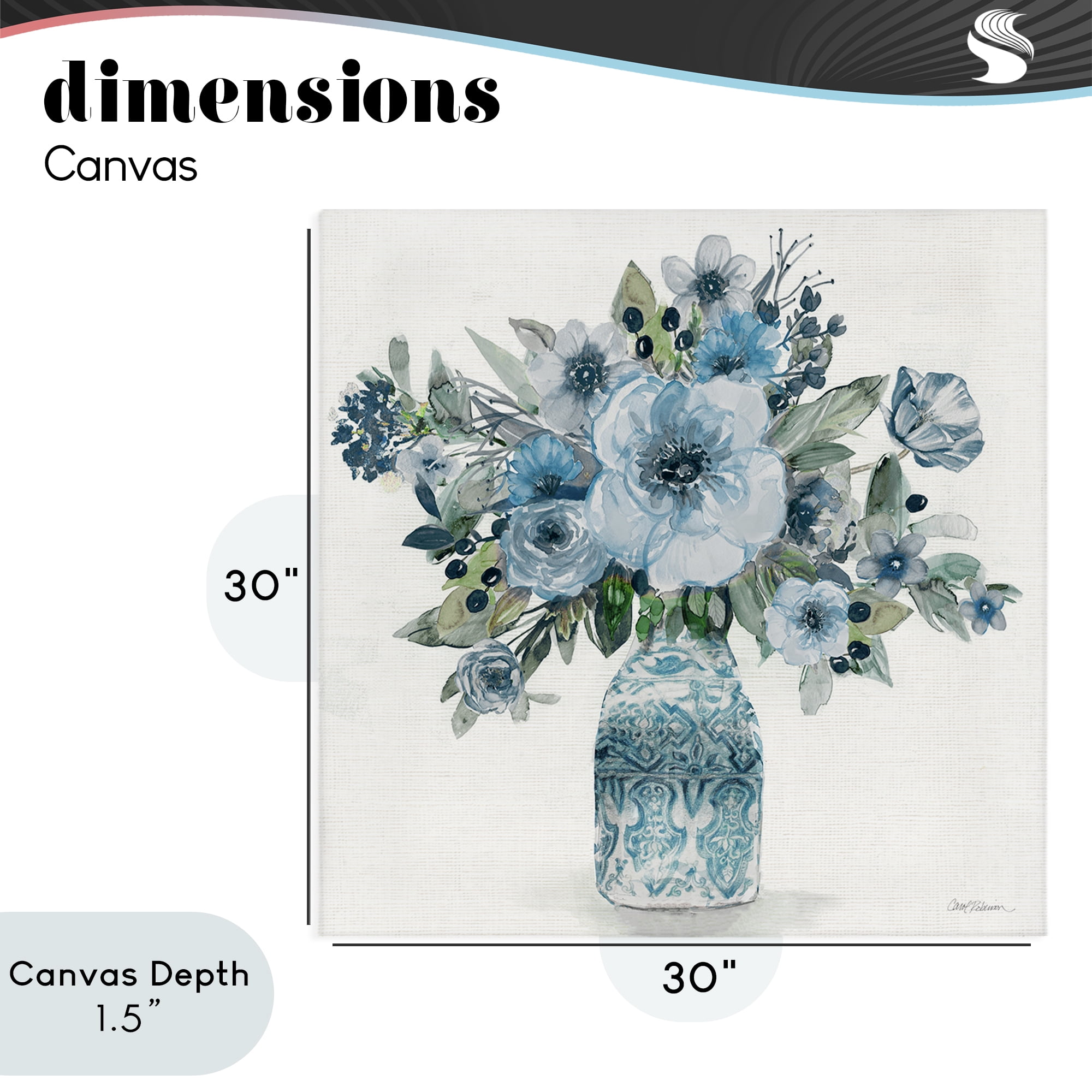 Stupell Industries Pastel Blue Botanical Bouquet Canvas Wall Art, design by Carol Robinson
