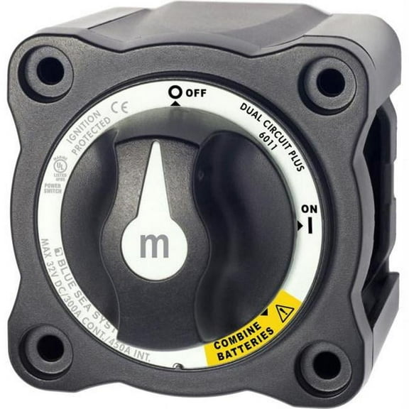 Blue Sea Systems 6011200 Blue Sea 6011200 m-Series Battery Switch Dual Circuit Plus - Black