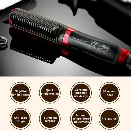 Ceramic Electric Hair Straightener/ Curler Brush Comb Curling Tong Tool Straight Hair Curling