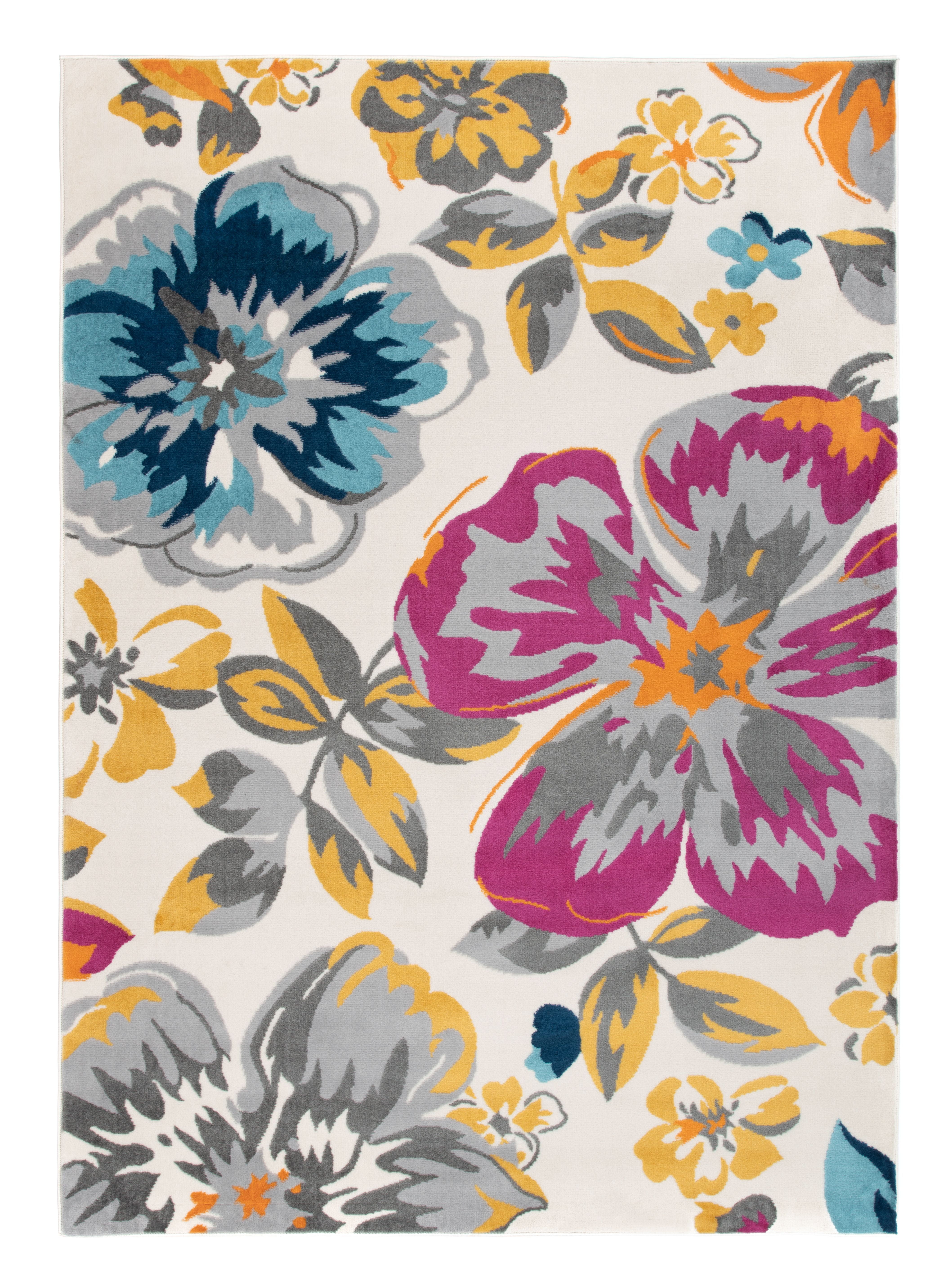 Modern Floral Design Cream Multi Flowers Rug in 120 x 160 cm 4'x5'3" Carpet