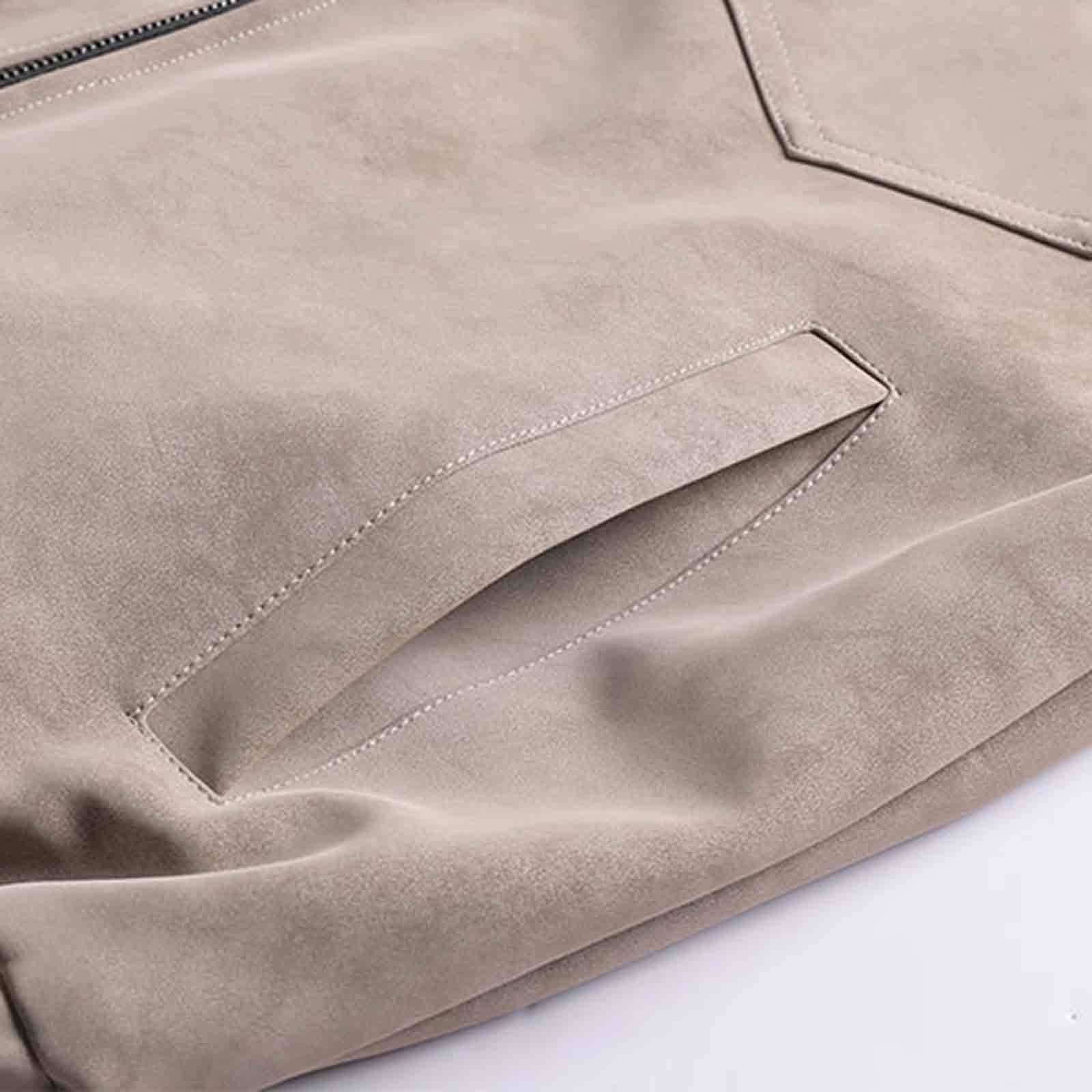 AnuYalue Mens Big and Tall Faux Leather Jacket Windproof Stand Collar Outerwear Fall Winter Warm Jackets Full Zip Long Sleeve Coat
