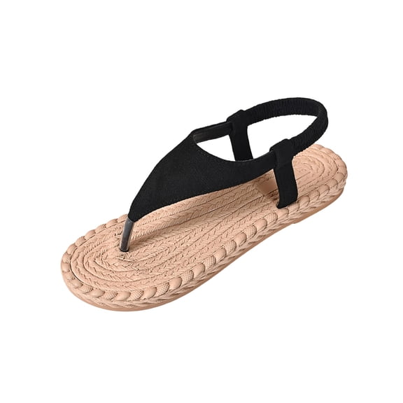 Viluyesy Womens Flip Flops Sandals, Wide Width Ankle Elastic Strap Comfort Fashion Summer Beach Flat Sandals Black US7