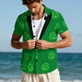 thumbnail image 6 of St Patrick's Day Shirts for Men Oversized Clovers Irish Shamrocks Printed Button Down Lapel Short Sleeve T Shirt Summer Casual Vacation Hawaiian Beach Blouse Top, 6 of 9
