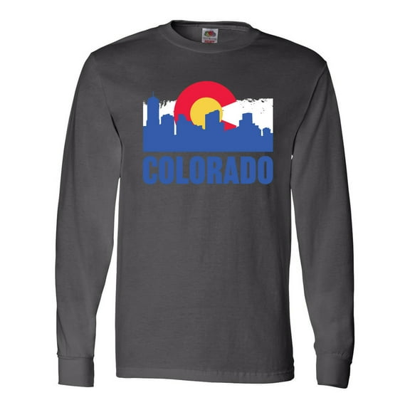 Inktastic Colorado Flag and Skyline Long Sleeve T-Shirt