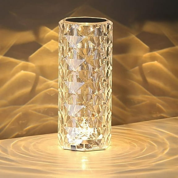 3 Color Crystal Rose Night Light with Touch Control, USB Rechargeable Crystal Table Lamp, Bedside Lamp for Room Decoration