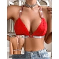thumbnail image 4 of Aivtalk Womens Sparkly Bedazzled Bras Lace Wireless Lightly Lined Triangle Bralettes Ladies Front Closure Racerback Lingerie Red M, 4 of 7