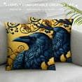 thumbnail image 3 of RUIYC Aesthetic Decorative Fine Crafted Yellow Blue Grey Bird Flower Vintage Ink Blue Bird Flower Short Plush Pillowcase White, 3 of 5