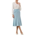 thumbnail image 2 of INSPIRE CHIC Women's Midi Mermaid Skirt Work High Elastic Waisted Fishtails Skirts XL Blue, 2 of 5