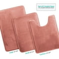 thumbnail image 1 of Set of 3 Clara Clark Bath Mat Bathroom Rug - Absorbent Memory Foam Bath Rugs - Non-Slip, Thick, Cozy Velvet Feel Microfiber Bathrug - Misty Rose - Large 20"x32" - Small 17"x24" - Contour 24"x20", 1 of 6