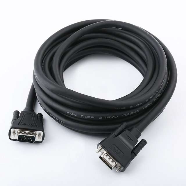DTech Cable VGA de 25 pies de largo para monitor de computadora, cable VGA a VGA de 15 pines de alta resolución 1080p para pantalla de proyector (8 metros negro)