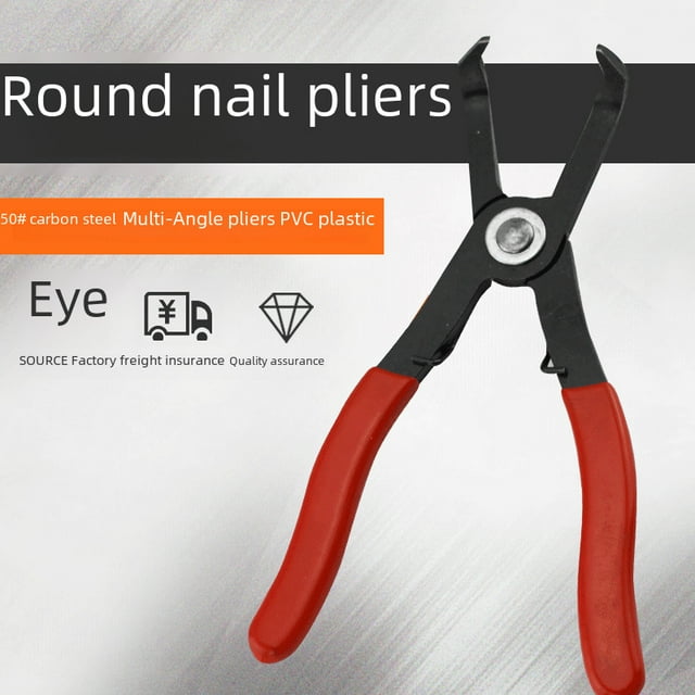 Auto Repair Multi-Functional Pliers: 30-Degree Red-Black Handle Clamp for Removing Round Nails, Door Panels, Electrical Wire Clips & Plastic Fasteners – Durable, Compact Design for DIY & Professional