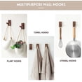 thumbnail image 3 of Wood Wall Hooks 4 Pack Wooden Coat Hooks Wall Mounted for Hanging Clothes Bags Hats (Walnut), 3 of 8