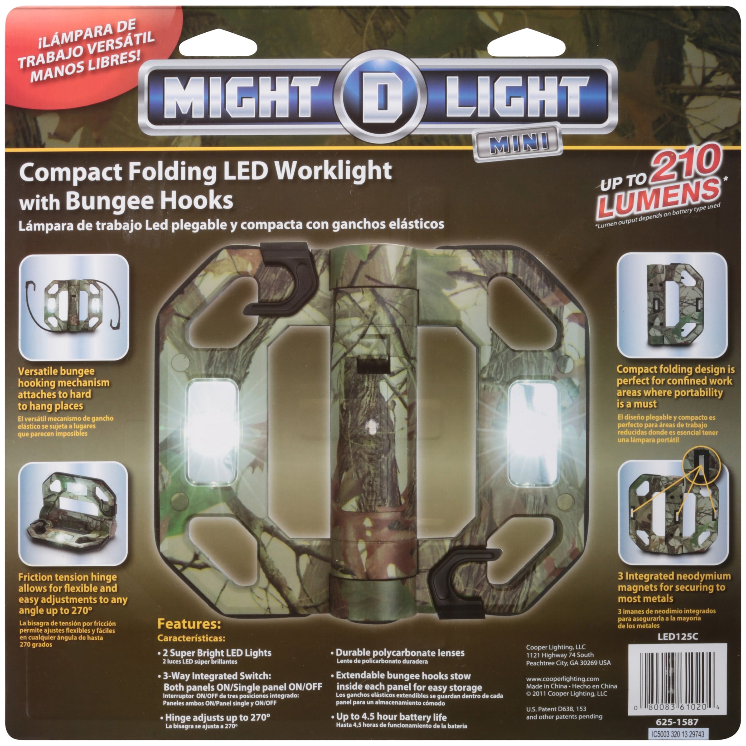 Free Shipping LED Compact Folding Camo Worklight Might-D-Light LED125C New 