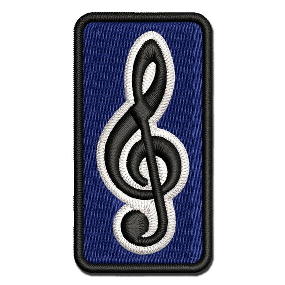 Treble Clef Music Applique Multi-Color Embroidered Iron-On Patch - 2.5 Inch Small