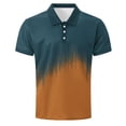 thumbnail image 2 of Mens Golf Shirts Short Sleeve Gradient Color Polos Business Casual Blouses Summer S-4X Soft Collared Tops (2XL, Gold #B), 2 of 6