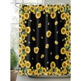 thumbnail image 3 of Sunflower Black Waterproof Fabric Shower Curtain, Watercolor Floral Vintage Farmhouse Shower Curtain for Bathroom Curtains Bathtubs Hotel Washable Shower Curtains with 12 Hooks Extra Long 72x84, 3 of 6