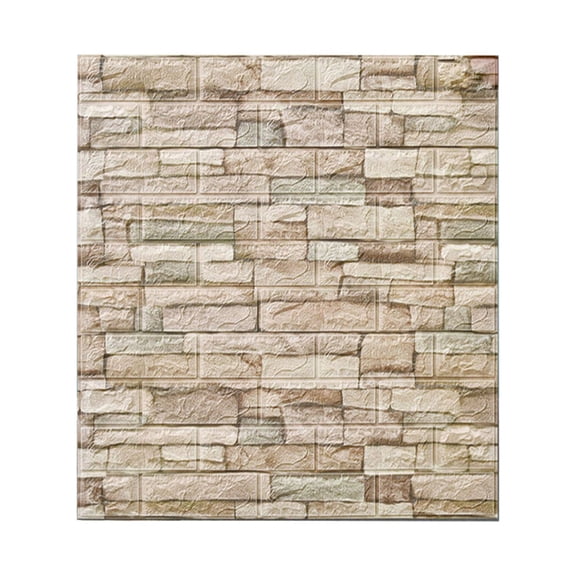 3D Foam Brick Wallpaper 27.6X30.3 Inch, Vintage Stone Pattern Self-Adhesive Wall Panels for Bedroom Kitchen, Waterproof Peel And Stick Backsplash Tiles, 10 Stickers