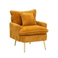 thumbnail image 6 of Modern Accent Chair,Armchair,Corduroy Fabric Sofa Chairs with Pillow,Upholstered Armchair for Living Room,Bedroom,Yellow, 6 of 7