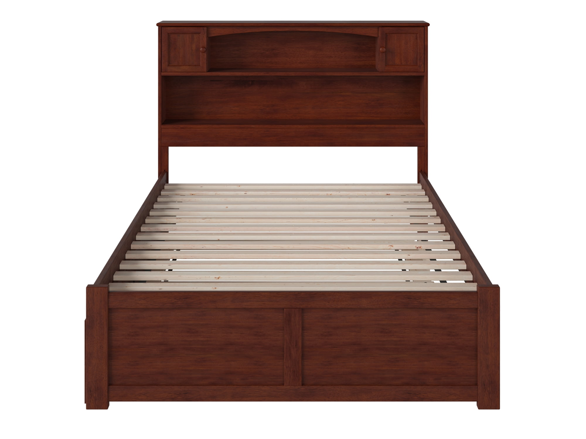 AFI Newport Full Solid Wood Platform Bed with Footboard & Full Trundle in Walnut