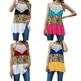 thumbnail image 6 of Women's Leopard Stitched Vest With Lace Off Shoulder Suspender, Summer Sleeveless Color Matching Sexy Tops for Beach Vacation, 6 of 6