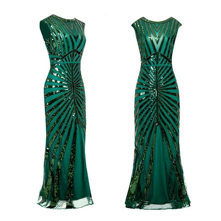 

iOPQO formal dresses for women Vintage 1920s Sequin Beaded Tassels Party Night Hem Flapper Gown Dress womens dresses